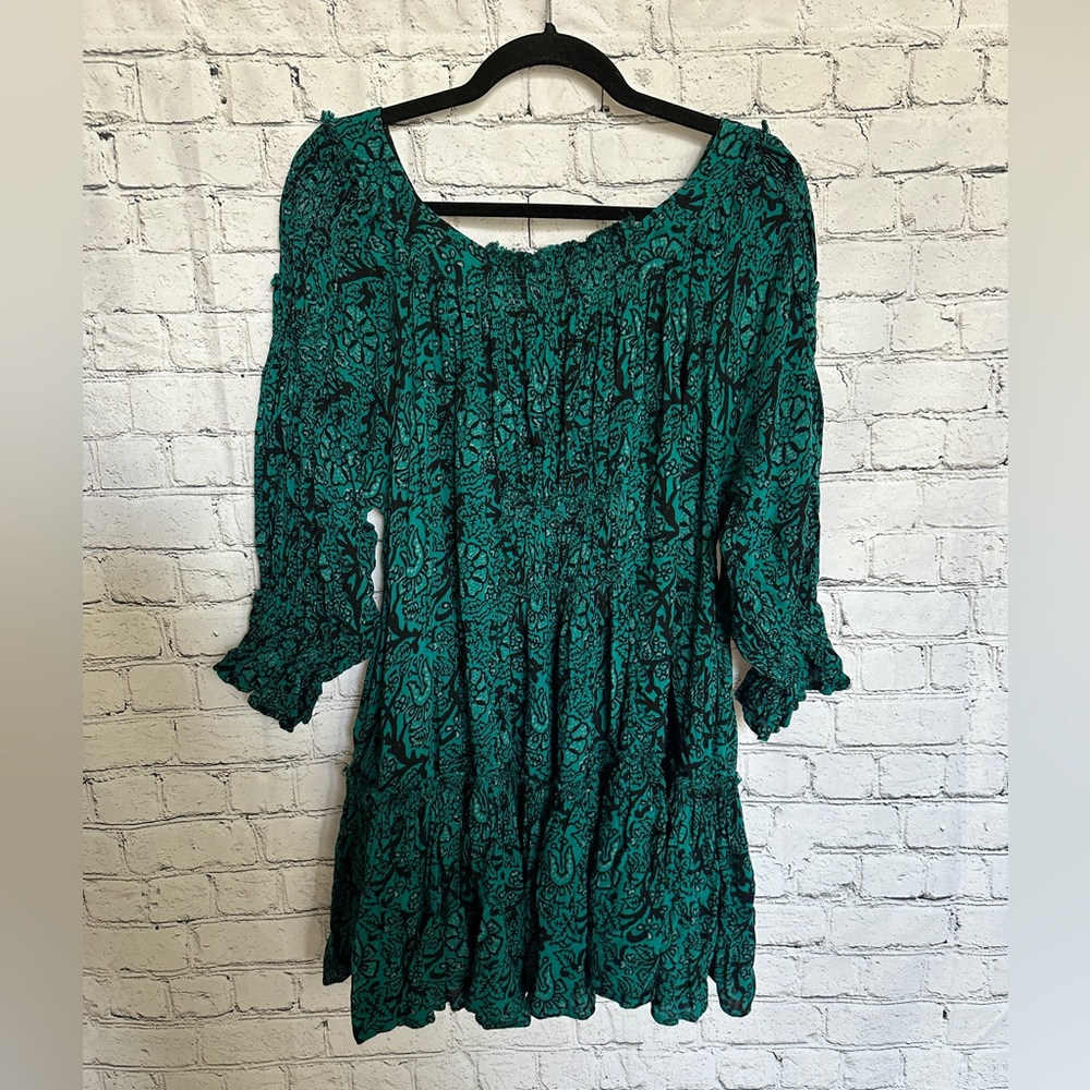 Free People Teal Long Sleeve Dress